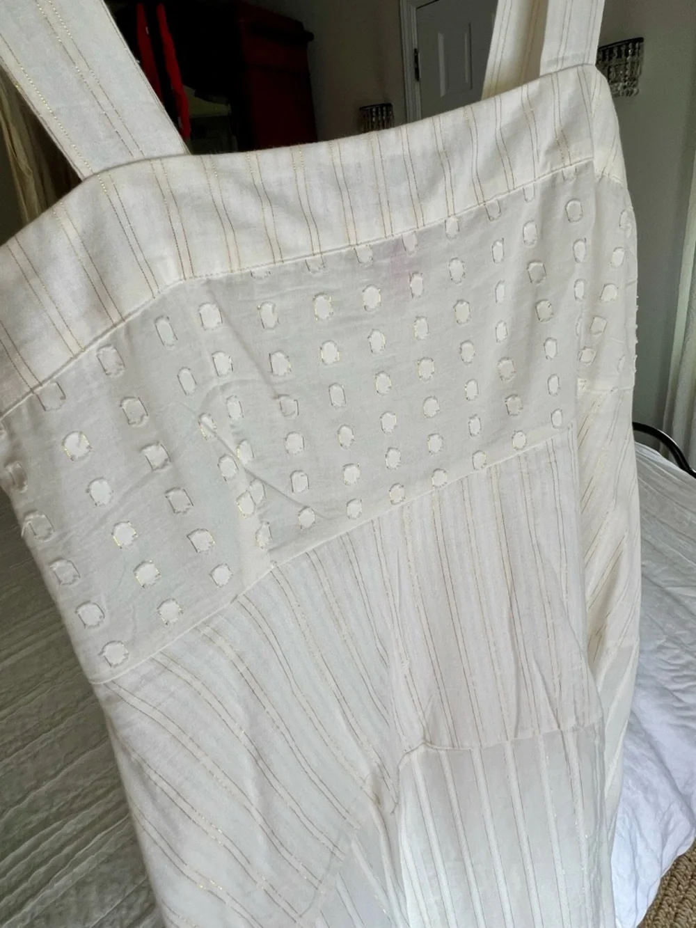 Vince Camuto White Square-Neck Printed Smocked-Back Maxi Dress - Picture 3 of 6
